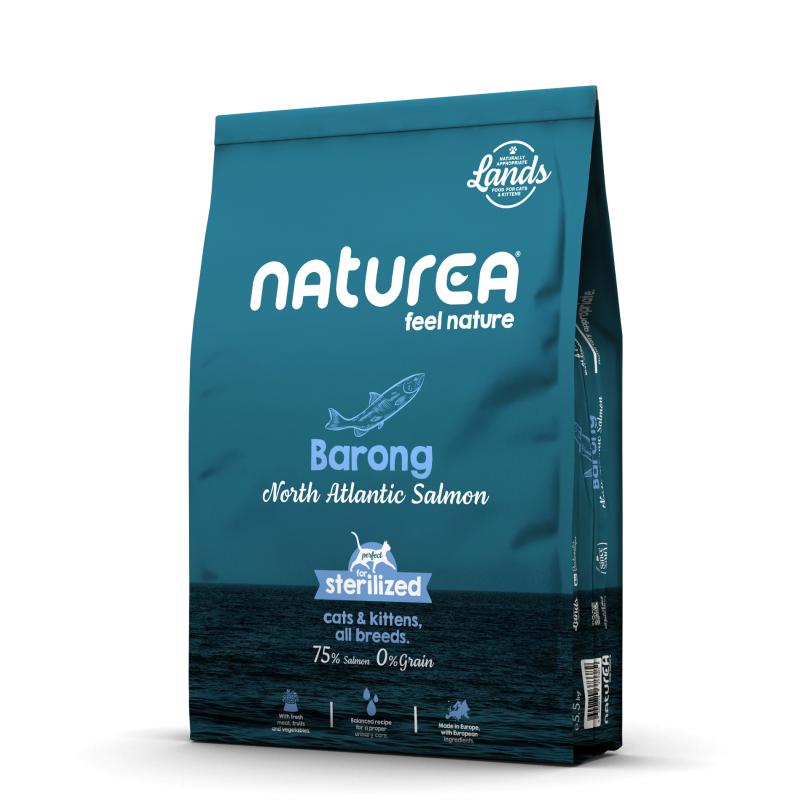 NATUREA Barong SALMON CAT & KITTEN sausas begrūdis maistas katėms ir kačiukams su lašiša 1.6kg