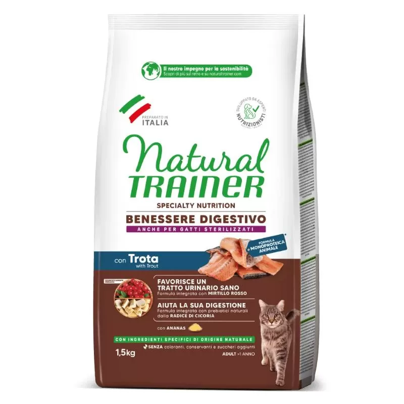 Natural trainer cat adult sensitive no grain trout suaugusioms katėms su upėtakiu 1.5kg