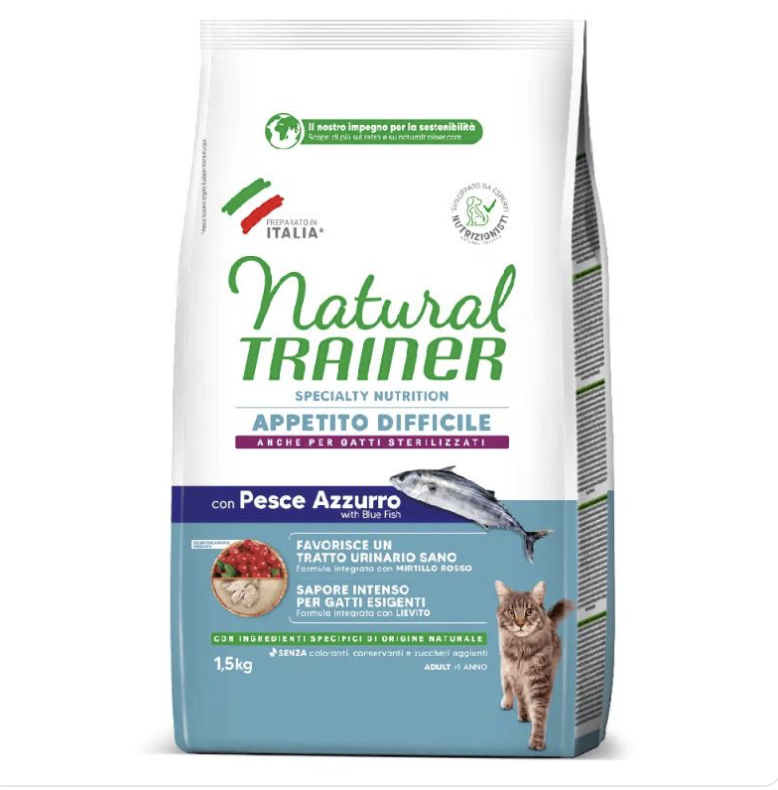 Natural trainer cat exigent blue fish suaugusioms katėms su melsvąją žuvimi 1.5kg