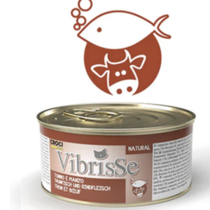 VIBRISSE Konservai Katėms Su Tunu Ir Jautiena Padaže 70g 12/24 vnt