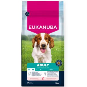 Eukanuba Adult Salmon Barley S/M Mažų ir vidutinių veislių šunims su lašiša 12kg