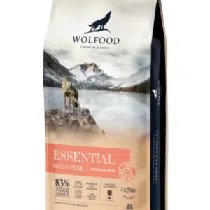 Wolfood Essential Grain Free Begrūdis sausas maistas visų veislių šunims su Lašiša ir Kiauliena 14 kg