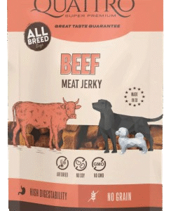QUATTRO JERKY BEEF FILLETS Skanėstai šunims su Jautiena 130 g 4vnt