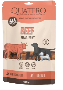 QUATTRO JERKY BEEF FILLETS Skanėstai šunims su Jautiena 130 g 4vnt