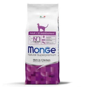 Monge Adult Chicken – Super Premium sausas pašaras su vištiena suaugusioms katėms 10kg