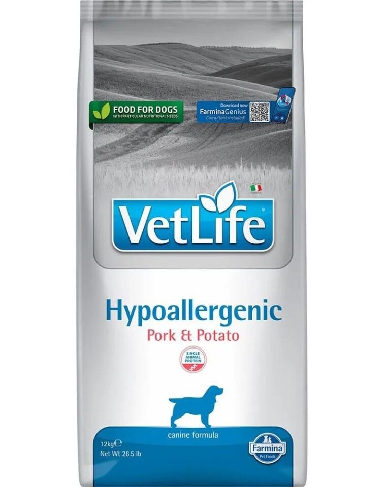 FARMINA VET LIFE Hypoallergenic Pork Potato – hipoalerginis maistas šunims Kiauliena ir bulvės