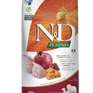 FARMINA N&D Quail Pumpkin & Pomegranate Adult Medium & Maxi sausas maistas šunims Putpeliena 12 kg
