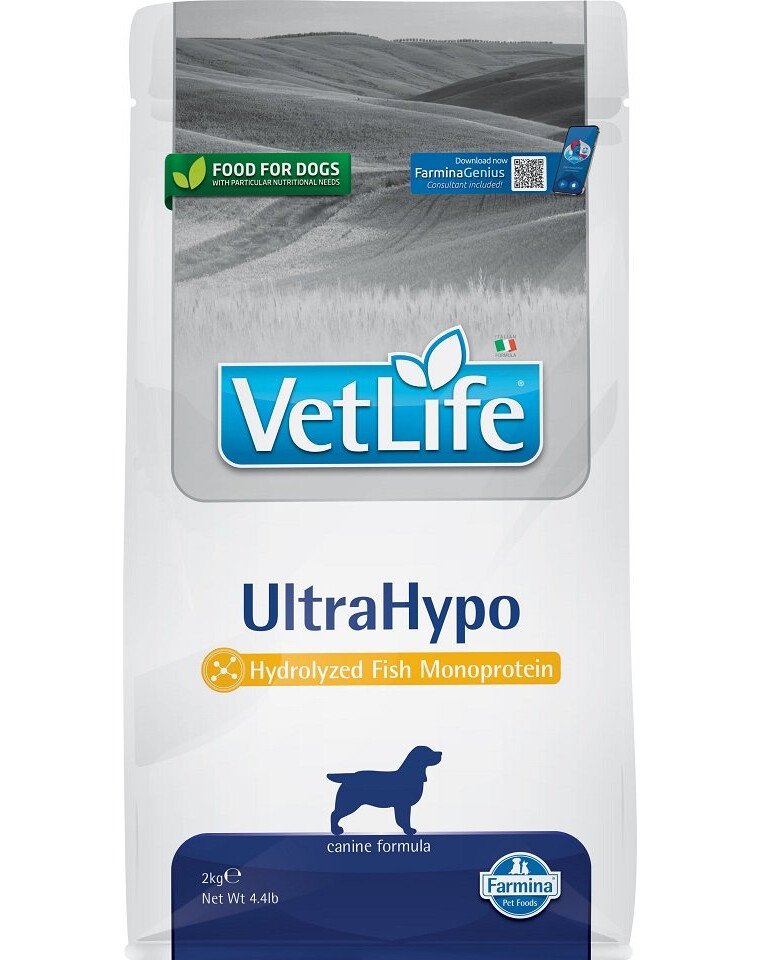 Farmina Vet Life Dog UltraHypo – veterinarinis sausas maistas šunims su hidrolizuotais žuvų baltymais