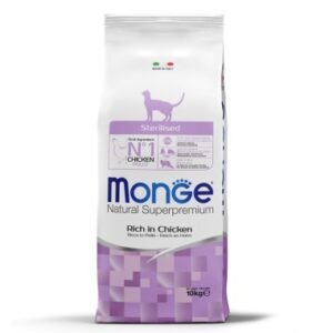Monge Sterilized Adult Chicken – Super Premium sausas pašaras su vištiena sterilizuotoms katėms 10kg