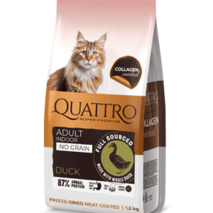 QUATTROCollagen sausas pašaras suaugusioms naminėms katėms su antiena (begrūdis) 1,5 kg