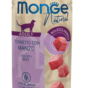 Monge Natural konservuotas pašaras suaugusioms katėms, tunas ir jautiena 80g 12/24 vnt
