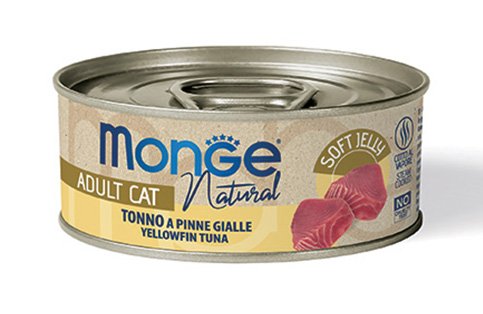 Monge Jelly - Wet Cat Yellowfin tuna konservai suaugusioms katėms tuno drebučiai 80g 12vnt