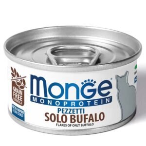 Monge Monoprotein – Cat Flakes Only Buffalo, konservuotas pašaras katėms su buivoliena, 80g 12vnt