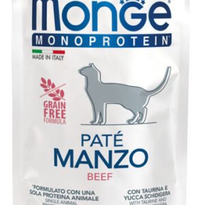 Monge Monoprotein Sterilised begrūdis konservuotas pašaras stertilizuotoms katėms su jautiena 85g 12/24vnt