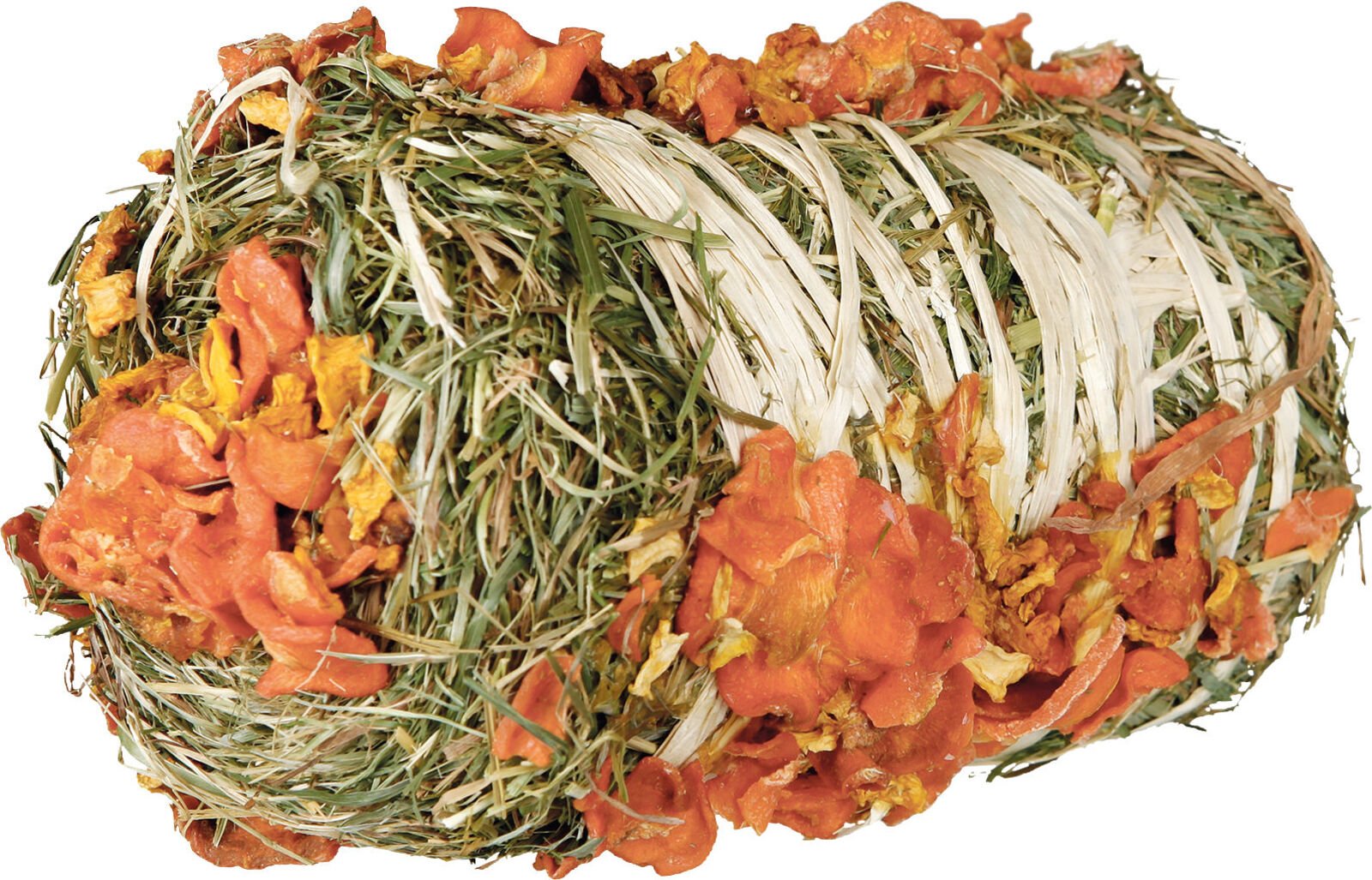 TRIXIE Hay Roll Pumpkin & Carrot – šieno rulonas su moliūgais ir morkomis, 200 g (10 × 18 cm) — 2 vnt.