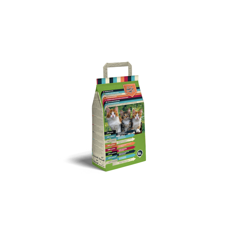 FAMILY CAT Naūralus augalinis kraikas katėms 6 L (2 vnt / 4 vnt)