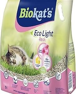 BIOKAT'S ECO LIGHT FRESH CHERRY BLOSSOM – natūralus sušokantis kačių kraikas, metamas į tualetą 5 L (2 vnt / 4 vnt)