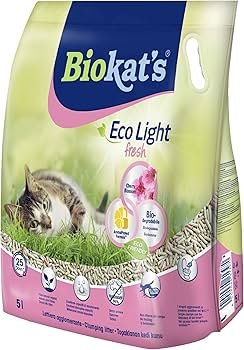 BIOKAT'S ECO LIGHT FRESH CHERRY BLOSSOM – natūralus sušokantis kačių kraikas, metamas į tualetą 5 L (2 vnt / 4 vnt)
