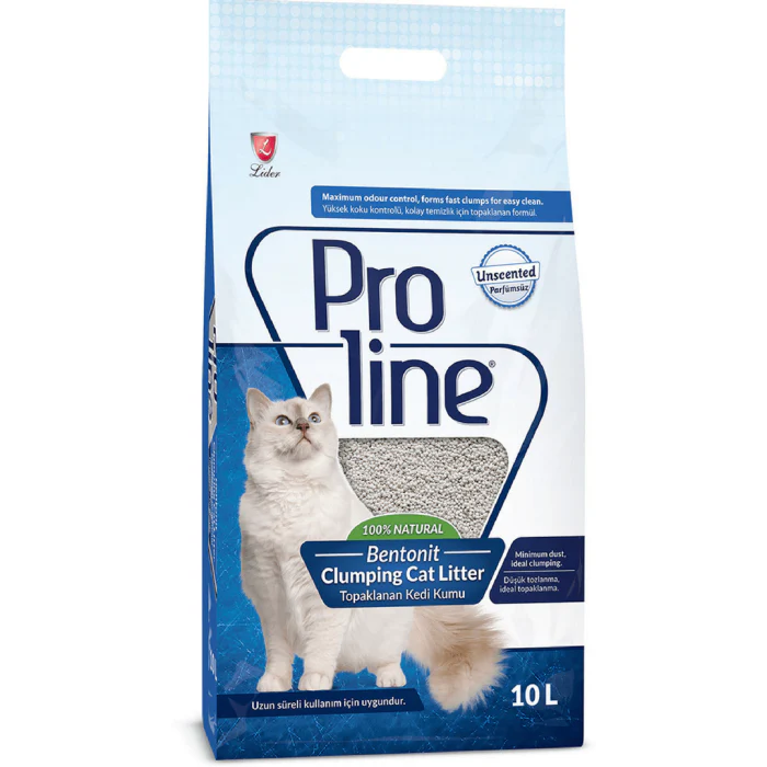 PROLINE NATURAL – sušokantis Baltas bentonitinis kačių kraikas 10 L 2 vnt / 4 vnt