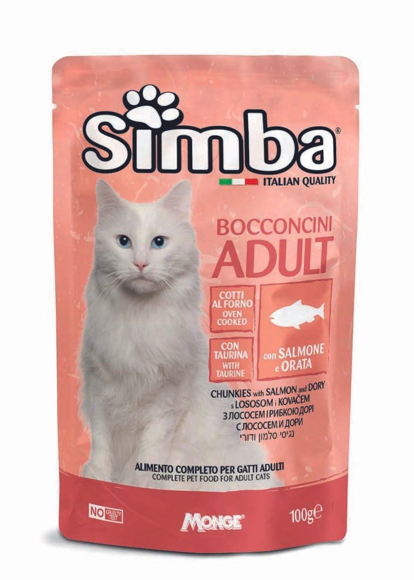 Simba konservuotas pašaras suaugusioms katėms su lašiša ir dorada 100 g 12/24vnt