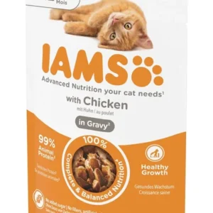 IAMS Cat Delights Kitten Chicken - Konservai kačiukams Vištiena padaže 85 g 12/24vnt