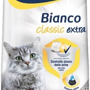 BIOKAT'S BIANCO CLASSIC EXTRA Baltas sušokantis kačių kraikas su aktyvuota anglimi 10 KG 2 vnt