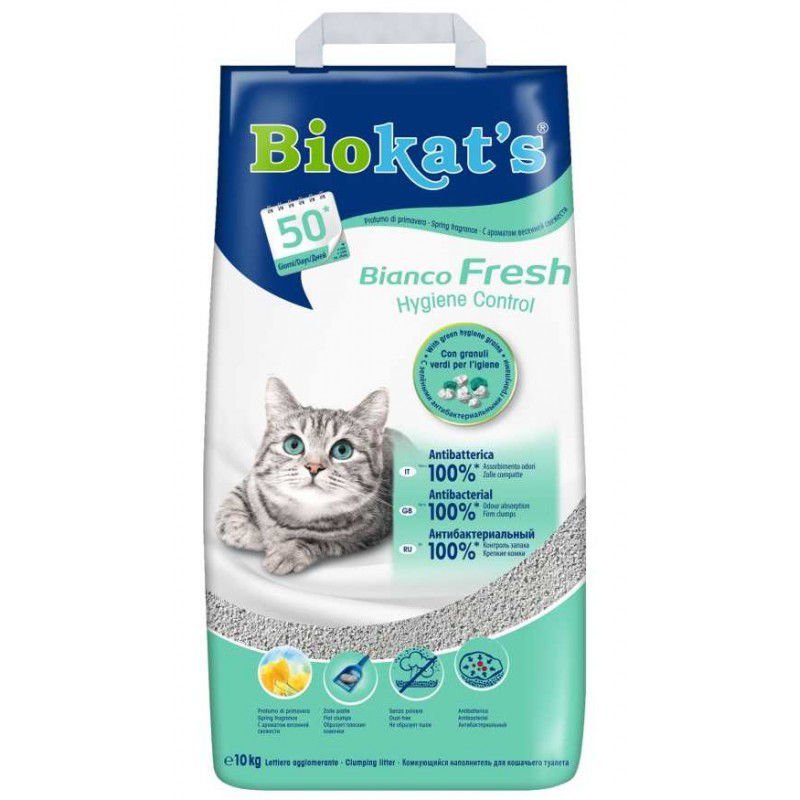 Biokat's Bianco Fresh Hygienic Sušokantis kraikas katėms su pavasario aromatu 10kg 2vnt