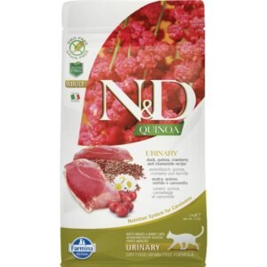 Farmina N&D Quinoa Urinary Duck & Cranberry – sausas pašaras katėms šlapimo takams Antiena