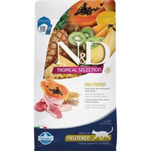 Farmina N&D Tropical Selection Lamb, Spelt & Oats Neutered – pašaras kastruotoms katėms su Ėriena