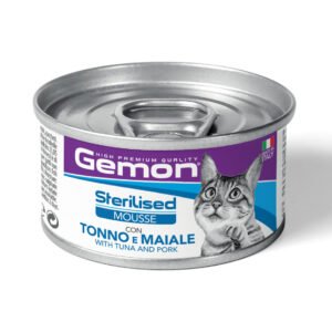 Gemon Sterilised Wet Mousse - Konservai kastruotoms katėms su tunu ir kiauliena 85 g 12 / 24 vnt