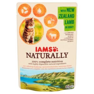 IAMS Naturally Adult Cat New Zealand Lamb - konservai katėms Ėriena padaže 85 g 12/24vnt