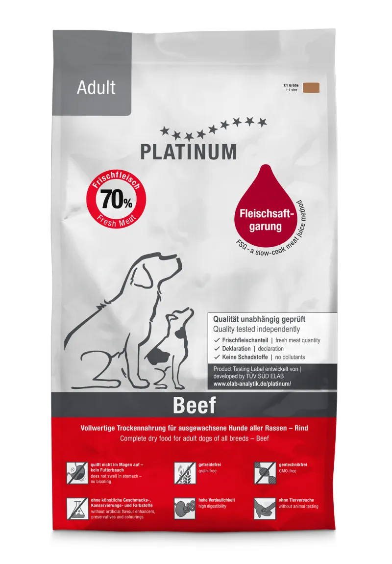Platinum Adult Beef – sausas pašaras suaugusiems šunims su jautiena 10kg