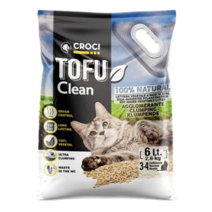 CROCI TOFU CLEAN – ekologiškas sušokantis kačių kraikas iš sojų 6 L (2,6 kg) 2 vnt / 4 vnt