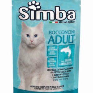 Simba konservuotas pašaras suaugusioms katėms su upėtakiu ir menke 100 g 12/24vnt