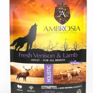 AMBROSIA grain-free Lamb & Fresh Venison Adult, begrūdis sausas maistas šunims (Ėriena ir elniena) 12kg