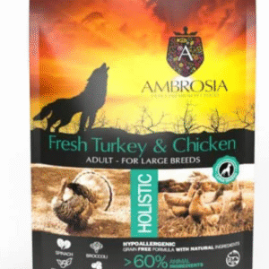 AMBROSIA grain-free Turkey & Chicken Large breed Adult, begrūdis sausas maistas šunims (Kalakutiena ir Vištiena) 12kg