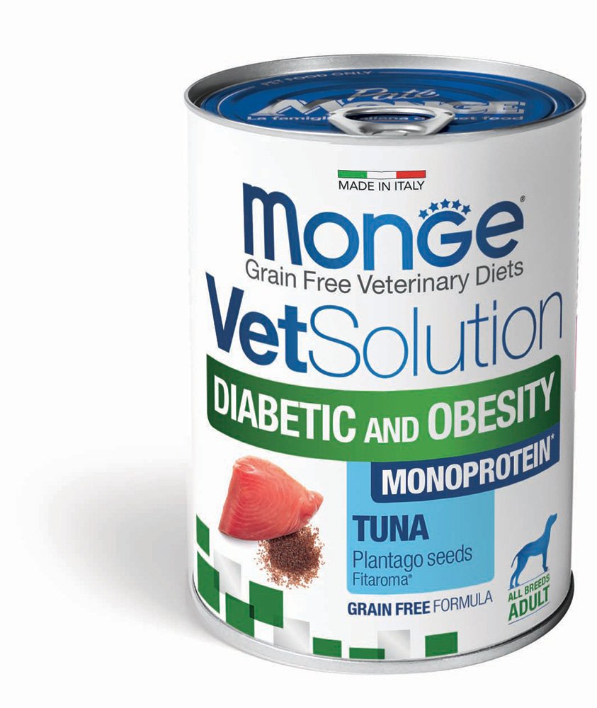 MONGE VetSolution Dog Wet Diabetic/Obesity konservai šunims 400g 6 vnt / 12vnt