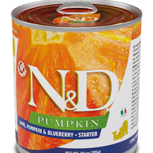 Farmina N&D Pumpkin Lamb, Pumpkin & Blueberry Starter Puppy konservuotas pašaras šuniukams 285g 6vnt / 12vnt