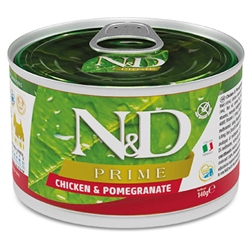 Farmina N&D Prime konservuotas pašaras mažų veislių suaugusiems šunims su vištiena ir granatais 140g
