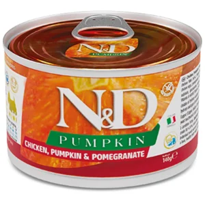 Farmina N&D Pumpkin konservuotas pašaras mažų veislių suaugusiems šunims su vištiena, moliūgais ir granatais 140g