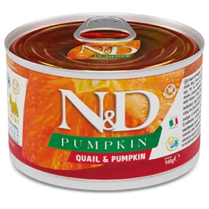 Farmina N&D Pumpkin konservuotas pašaras mažų veislių suaugusiems šunims su putpelėmis ir moliūgais 140 g