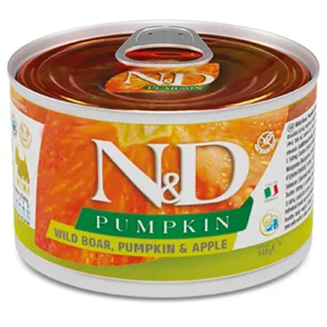 Farmina N&D Pumpkin konservuotas pašaras mažų veislių suaugusiems šunims su šerniena, moliūgais ir obuoliais 140g