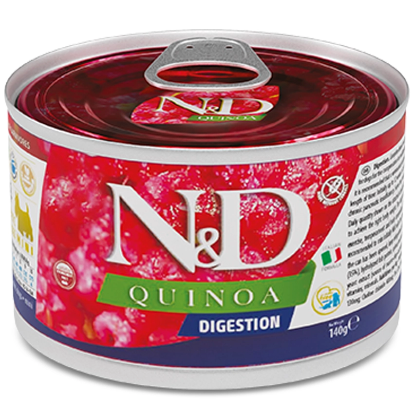 Farmina N&D Quinoa Digestion konservuotas dietinis pašaras mažų veislių suaugusiems šunims 140 g