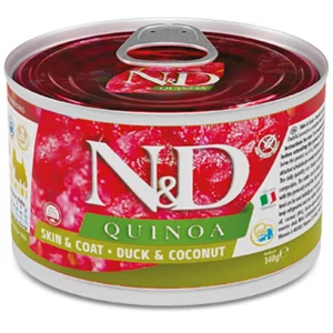 Farmina N&D Quinoa Duck & Coconut dietinis konservuotas pašaras mažų veislių suaugusiems šunims maisto netoleravimui 140 g