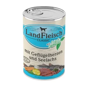 LandFleisch konservai šunims su paukštienos širdelėmis ir menke 400g 6vnt / 12vnt