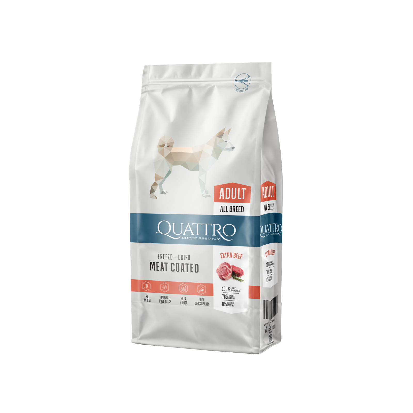 QUATTRO All Breed Adult Extra Beef sausas pašaras suaugusiems visų veislių šunims su Jautiena