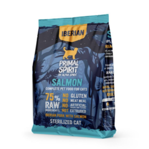 PRIMAL Iberian Salmon drėgnas pašaras sterilizuotoms katėms su kiauliena ir lašiša 1 kg 2vnt