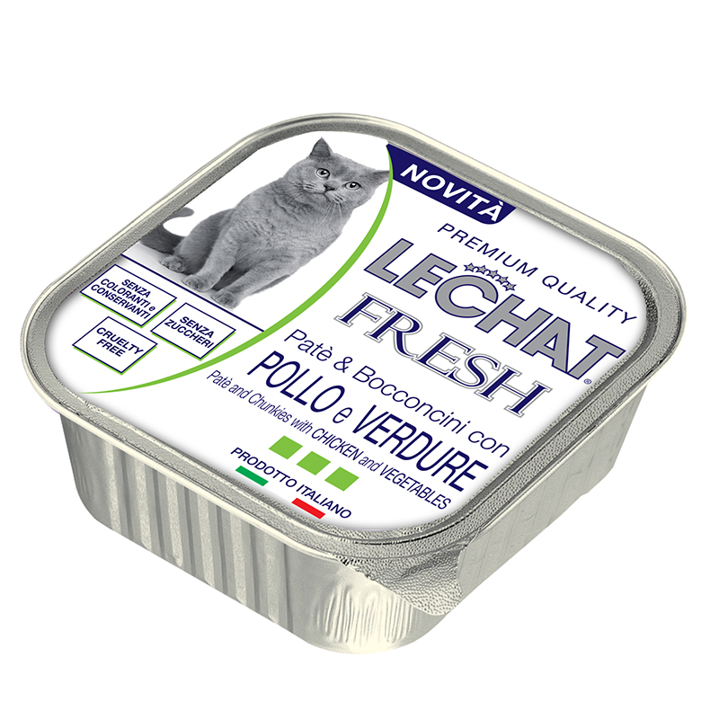 LeChat Fresh konservai suaugusioms katėms su vištiena ir daržovėmis 100g 12/24 vnt
