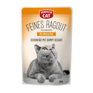 Perfecto Cat Feines Ragout, konservuotas pašaras katėms su vištiena ir antiena, 100 g