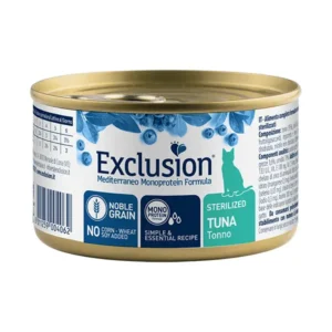 Exclusion Mediterraneo Mono Protein Sterilized konservai sterilizuotoms katėms su tunu 85g  12/24 vnt